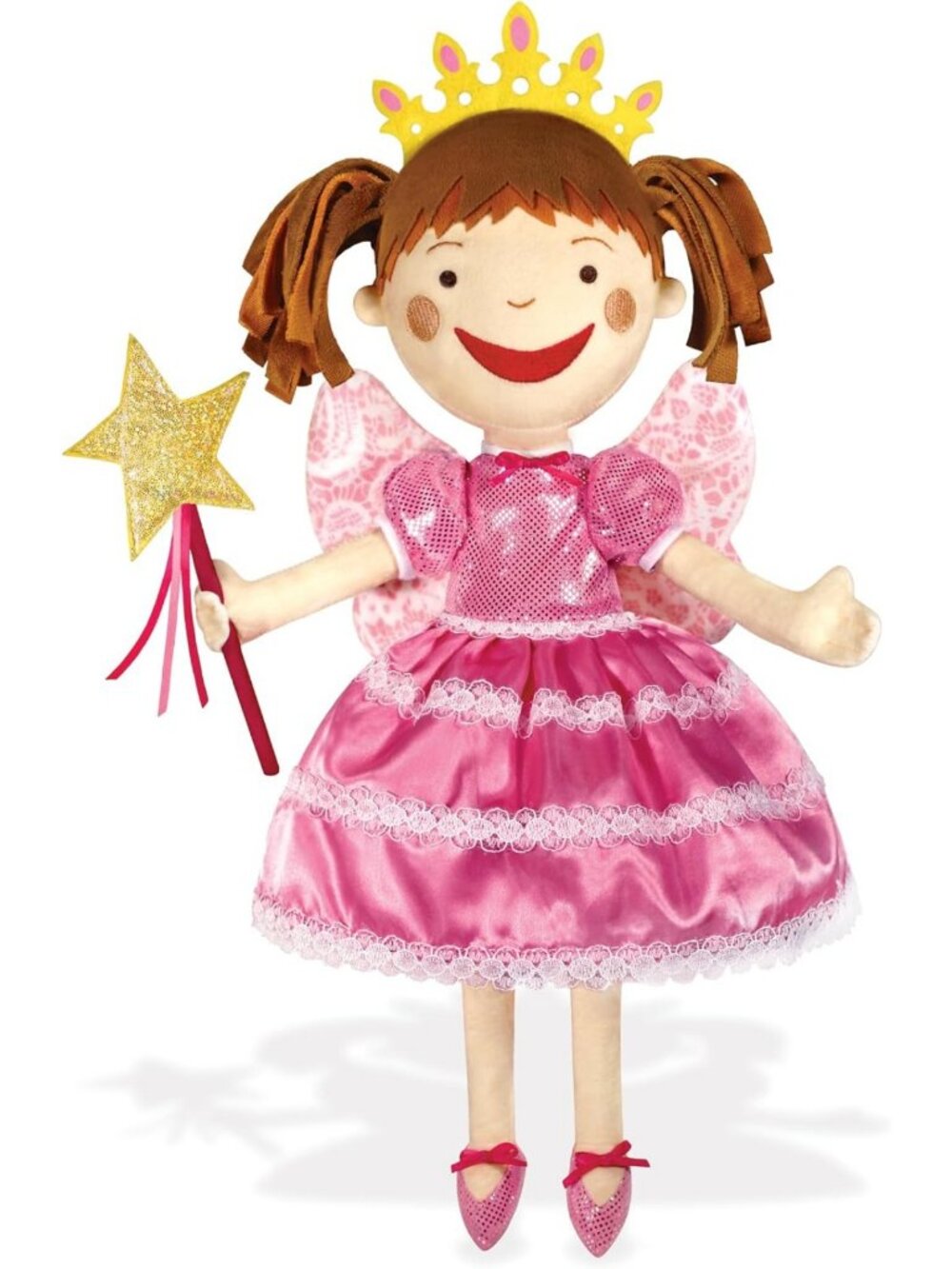 Soft Pinkalicious Plush Doll - 15" Stuffed Toy with Fairy Dress, Wings & Tiara